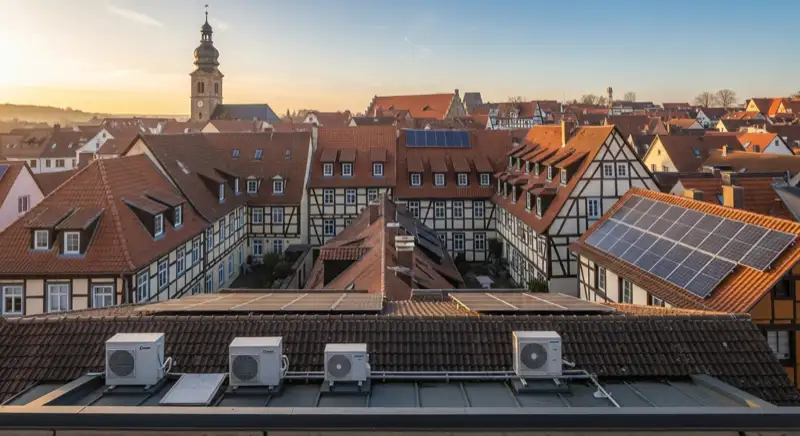 Historische Altstadt Attendorn mit geneigten Dächern und Fachwerkhäusern