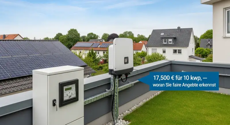 Modern German electrical meter cabinet (Zählerschrank) with smart meter and solar inverter connection, clean technical installation