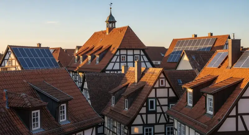 Historische Dachlandschaft in der Altstadt von Attendorn mit Fachwerkhäusern