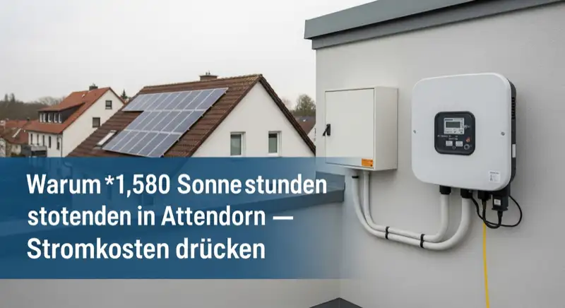 Modern German electrical meter cabinet (Zählerschrank) with smart meter and solar inverter connection, clean technical installation