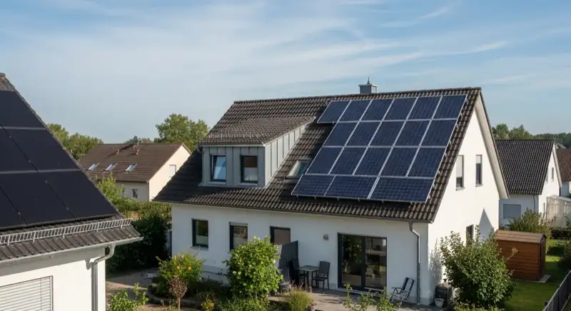 Sauerländer Einfamilienhaus in Attendorn mit steilem Dach und Solarmodulen
