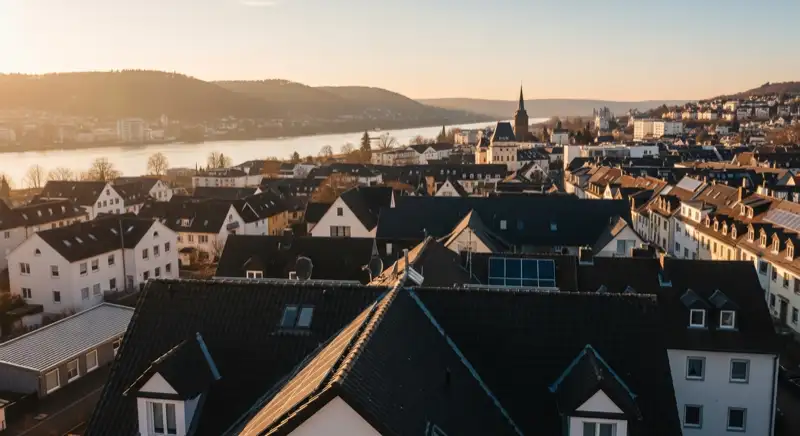 Dach in Bad Honnef mit Blick Richtung Rhein und Siebengebirge