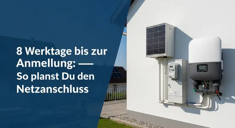 Modern German electrical meter cabinet (Zählerschrank) with smart meter and solar inverter connection, clean technical installation