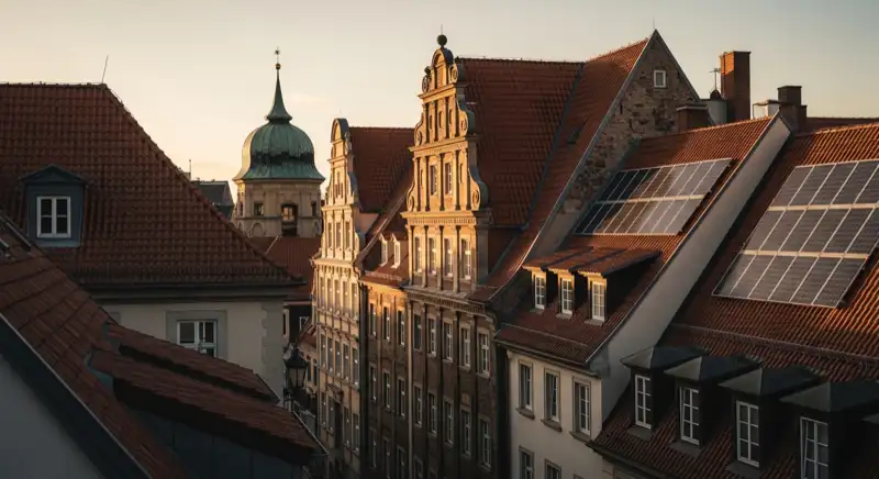 Steile Dächer und historische Stadtarchitektur in Bautzen