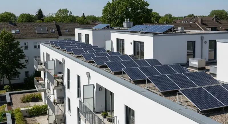 Modernes Mehrfamilienhaus in Bochum-Querenburg mit PV-Anlage auf Flachdach