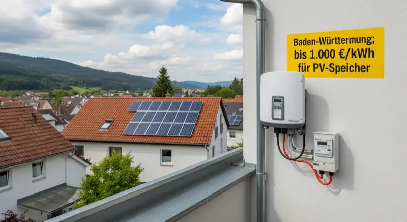 Modern German electrical meter cabinet (Zählerschrank) with smart meter and solar inverter connection, clean technical installation