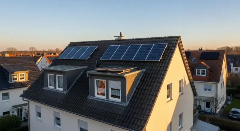 Einfamilienhausdach mit Solaranlage in einer Buchholzer Wohnstraße