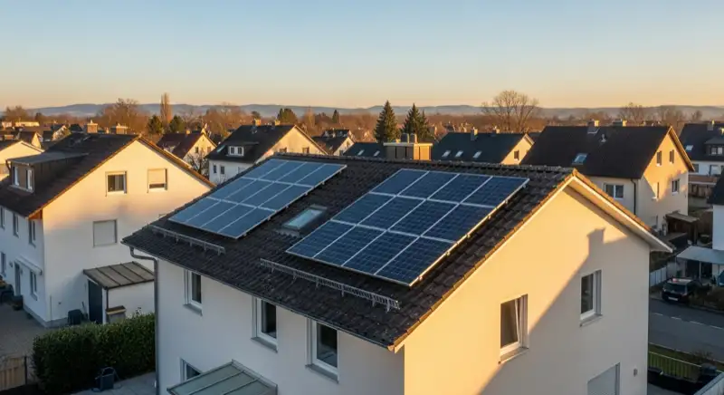 Einfamilienhaus in Dinslaken mit Solaranlage auf Schrägdach bei 42 Grad Neigung