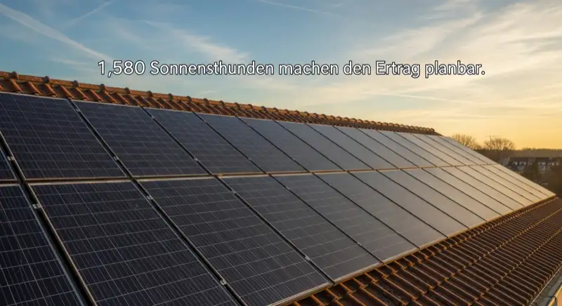 Close-up of photovoltaic solar panels installed on a traditional German Satteldach (gabled roof), blue sky with some clouds