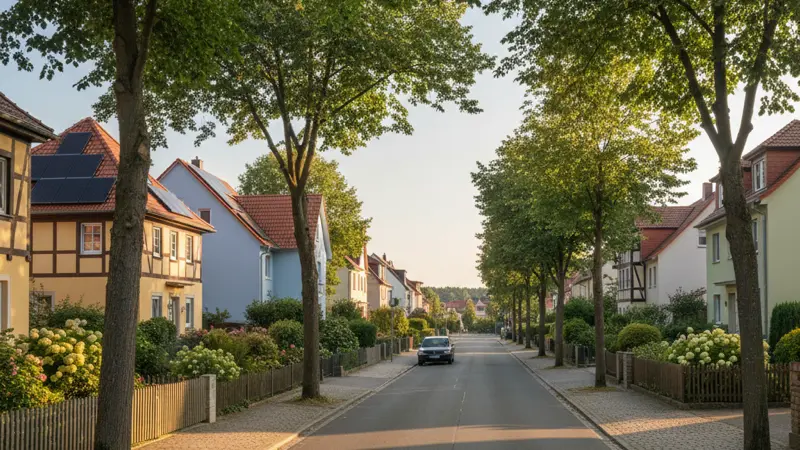 Luftaufnahme von Erfurter Wohnsiedlung mit Solardaechern