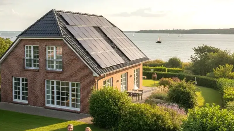 Reihenhauser in Flensburg-Weiche mit Solaranlagen auf den Dächern