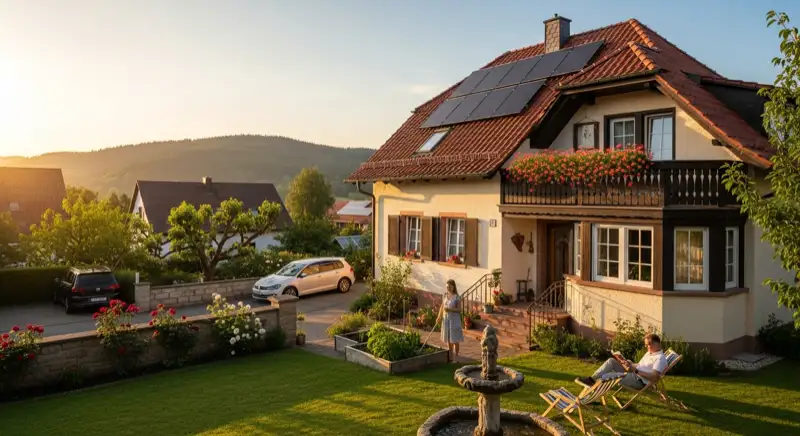 Solaranlage auf einem Einfamilienhaus in Freiburg