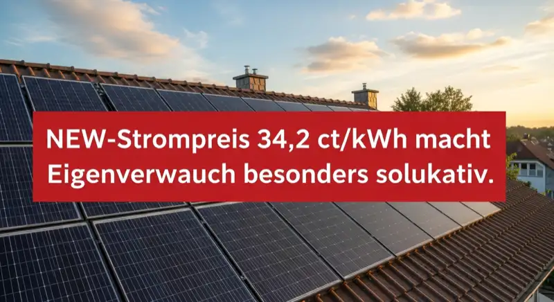 Close-up of photovoltaic solar panels installed on a traditional German Satteldach (gabled roof), blue sky with some clouds