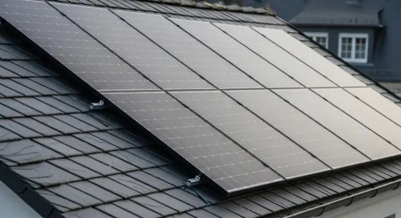 Hochwertige monokristalline PV-Module auf typischem Schieferdach in Gummersbach mit bergischer Architektur