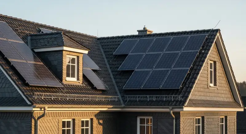 Traditionelles Schieferdach in Gummersbach mit professionell montierter Solaranlage
