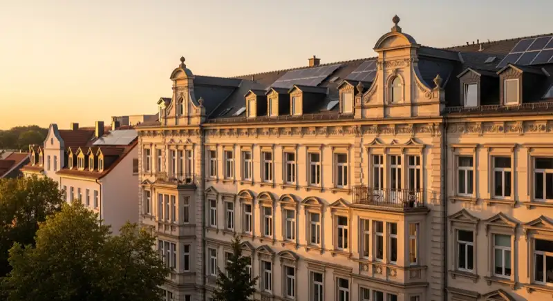 Historische Gründerzeitgebäude in der Altstadt von Halle (Saale) mit charakteristischer Architektur