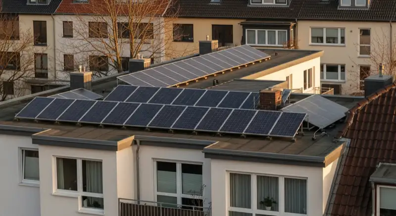 Mehrfamilienhaus in Hamburg mit Solaranlage auf Flachdach