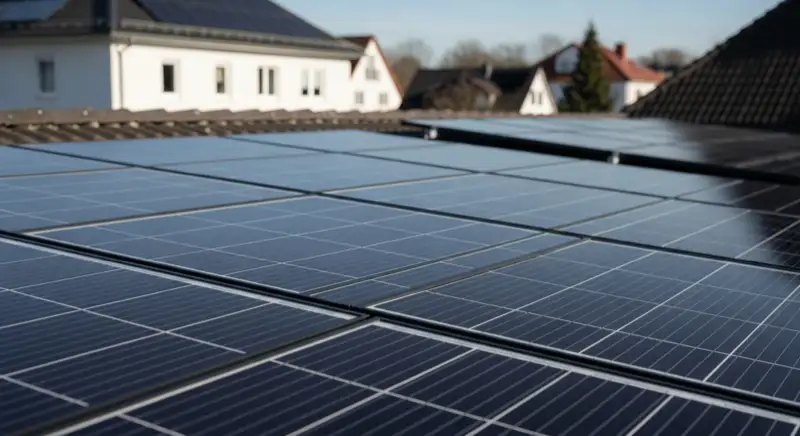 Moderne monokristalline Solarmodule auf Einfamilienhaus-Dach in Hamm