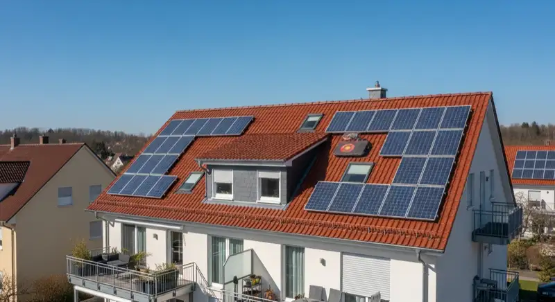 Solaranlage auf einem Hanauer Einfamilienhaus mit typischer norddeutscher Backstein-Architektur