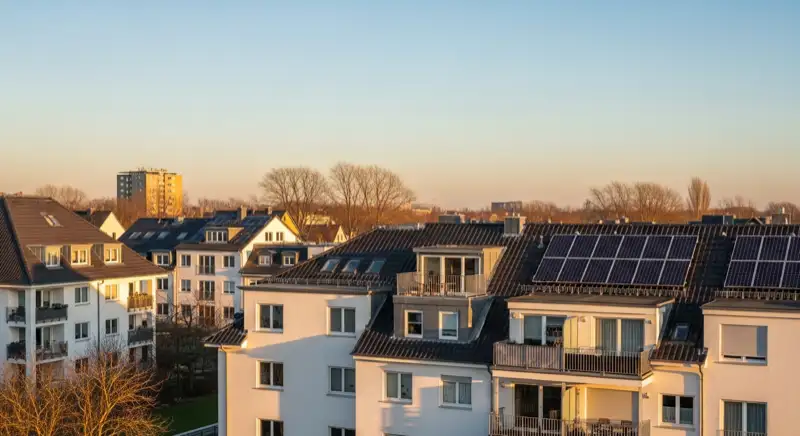 Wohngebiete in Hannover mit verschiedenen Bauformen, typische Einfamilienhäuser und Dachstrukturen aus der Luft