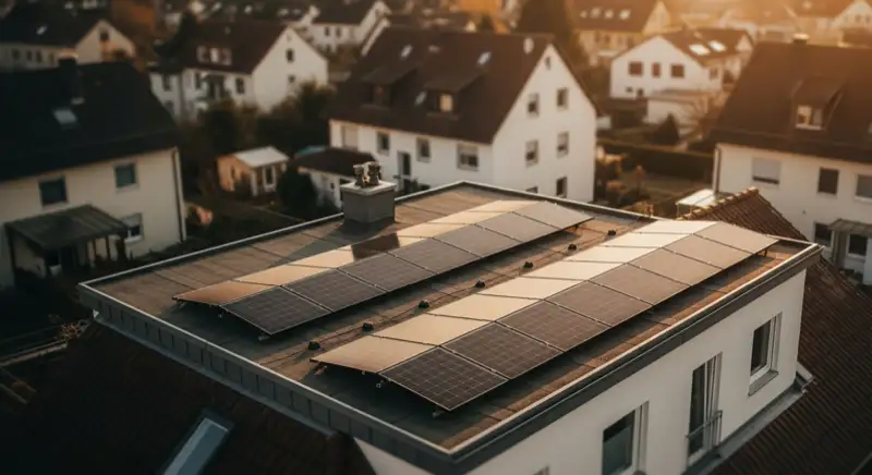 PV-Montage auf einem Dach in Hanglage bei Ingelheim am Rhein