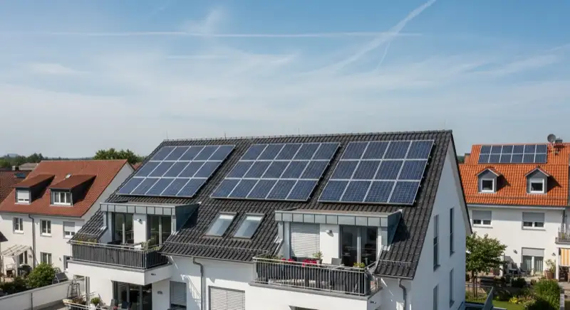 Modernes Einfamilienhaus in Jena mit monokristallinen PV-Modulen auf dem Süddach