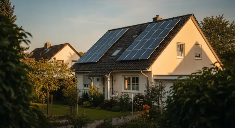 Solaranlage auf einem Kaiserslauterer Einfamilienhaus mit typischer norddeutscher Wohnarchitektur
