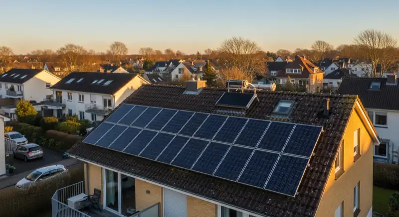 Einfamilienhaus mit Solaranlage auf dem Dach in einem Kieler Wohngebiet