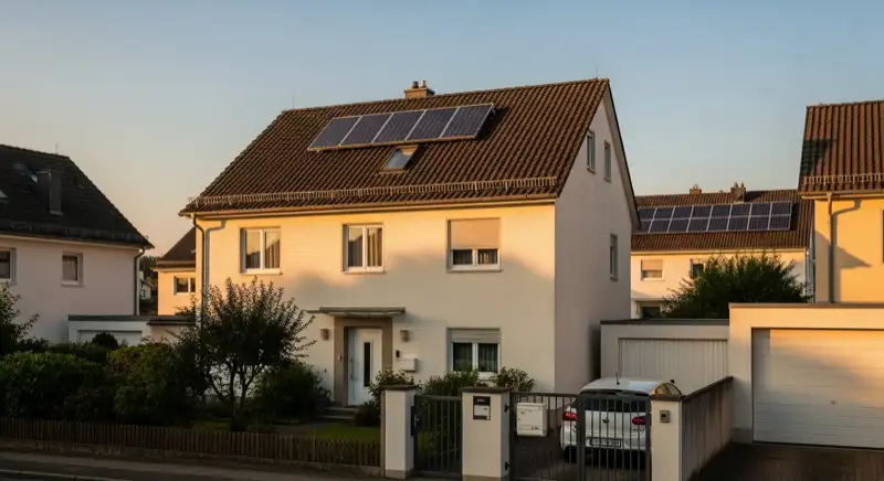 Solaranlage auf einem Koblenzer Einfamilienhaus mit typischer norddeutscher Backstein-Architektur
