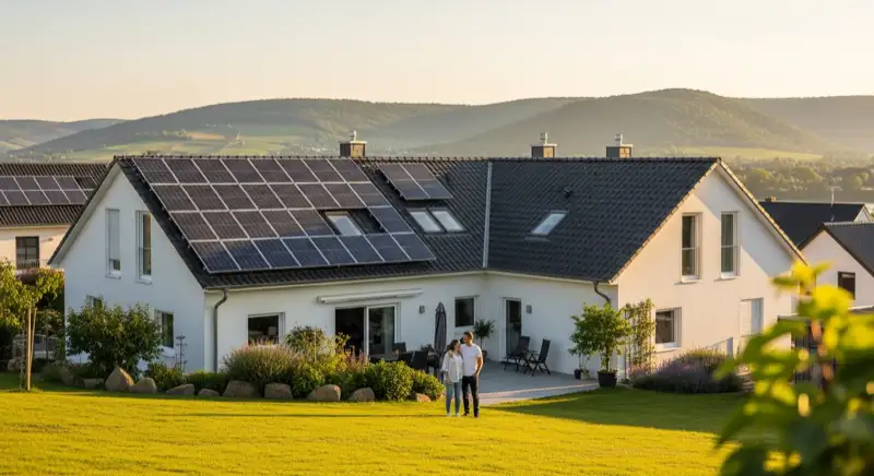 Solaranlage auf einem Koblenzer Einfamilienhaus mit typischer norddeutscher Backstein-Architektur