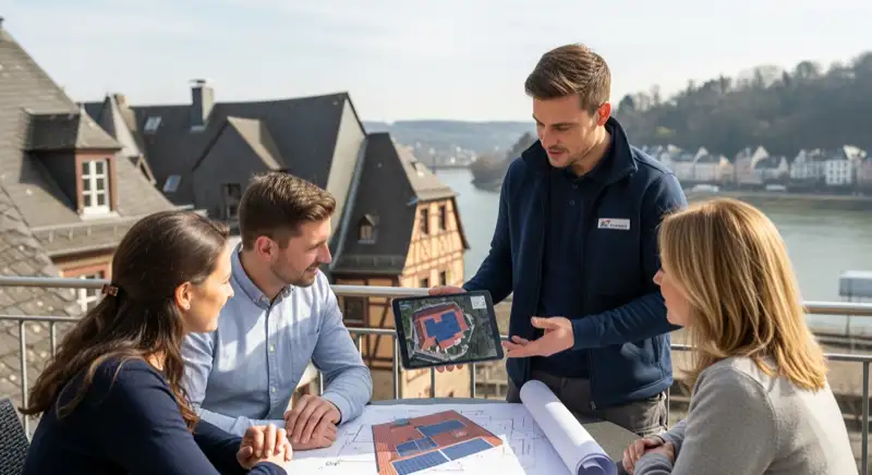 Reihenhauser in Koblenz-Metternich mit Solaranlagen auf den Dächern