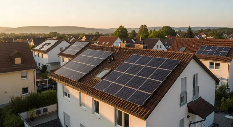 Wohnhausdach mit montierter Solaranlage in Aalen-Wasseralfingen