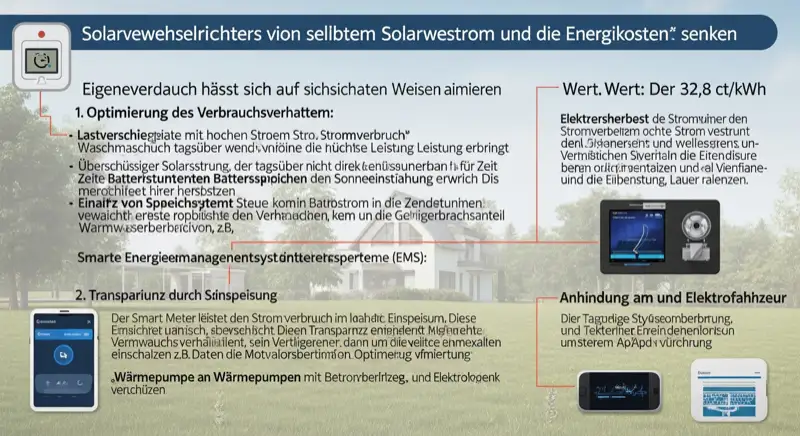Modern German electrical meter cabinet (Zählerschrank) with smart meter and solar inverter connection, clean technical installation
