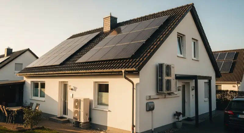 Smart Home System mit Solaranlage auf Einfamilienhaus in Bielefeld mit Wärmepumpe und Wallbox