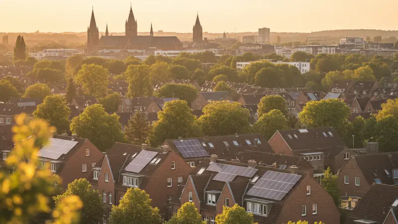 Bremer Wohngebiet mit Solardächern, Backsteinarchitektur