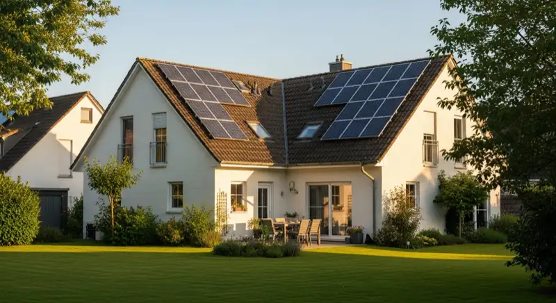 Einfamilienhaus in Bremen mit Solaranlage auf dem Dach und Smart Home Steuerung