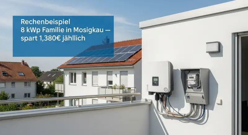 Modern German electrical meter cabinet (Zählerschrank) with smart meter and solar inverter connection, clean technical installation