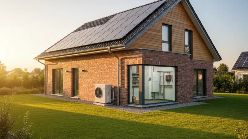 Moderne Solartechnik auf einem Dortmunder Einfamilienhaus