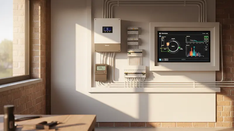 Wechselrichter und Elektrik einer Dresdner Solaranlage