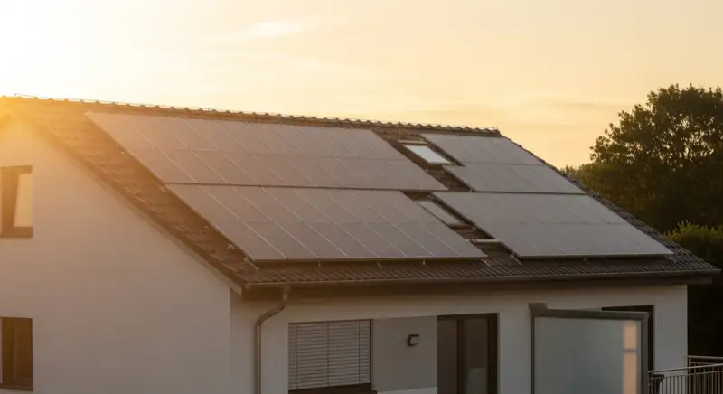 Wohnhausdach mit Solaranlage in moderner Eisenacher Wohnlage