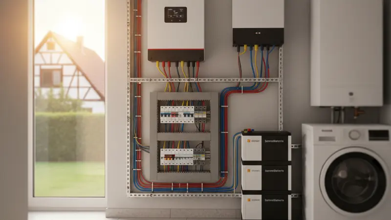 Wechselrichter einer Solaranlage im Hauswirtschaftsraum