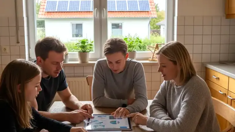 Solarinstallateur bei der Montage auf einem Flensburger Dach