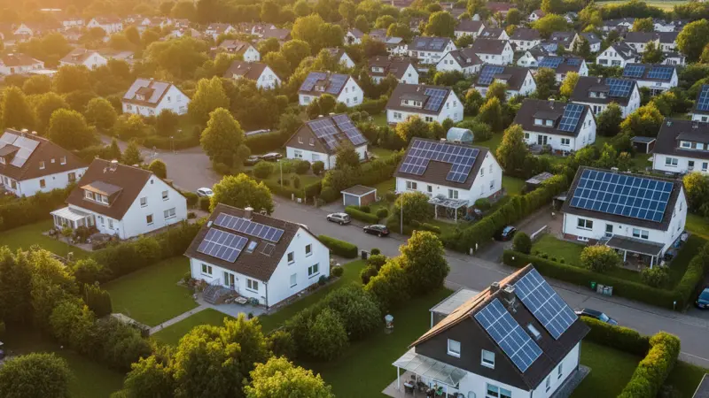 Luftaufnahme Wohngebiet in Gelsenkirchen mit Solaranlagen auf den Dächern