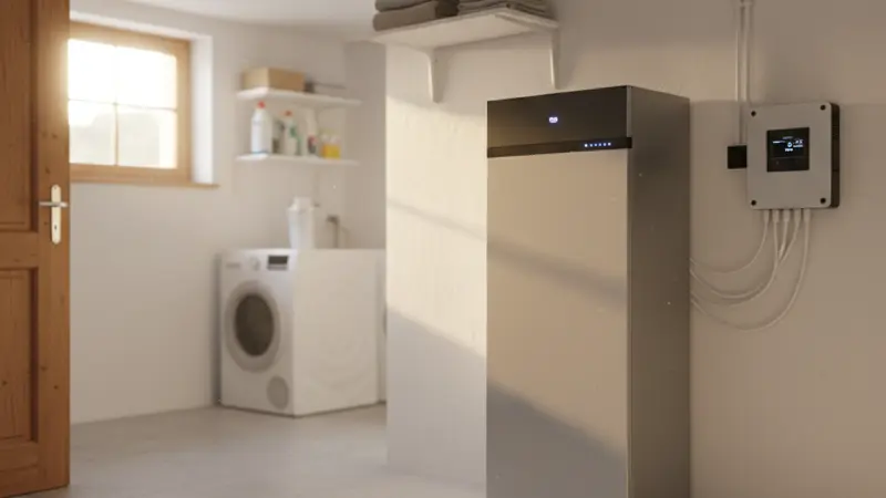 Batteriespeicher im Hauswirtschaftsraum eines Gelsenkirchener Einfamilienhauses