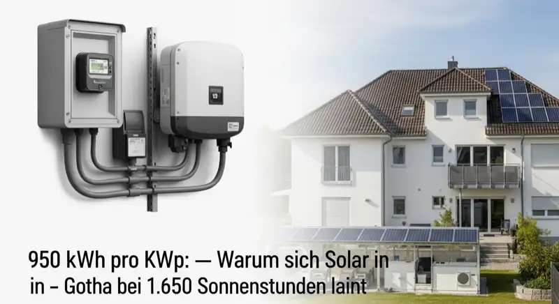 Modern German electrical meter cabinet (Zählerschrank) with smart meter and solar inverter connection, clean technical installation