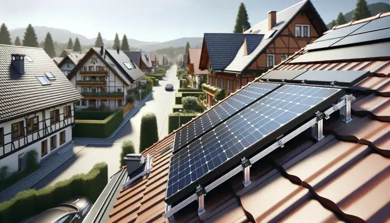 Nahaufnahme von Solarmodulen bei der Installation auf einem steilen Dach in Hagen