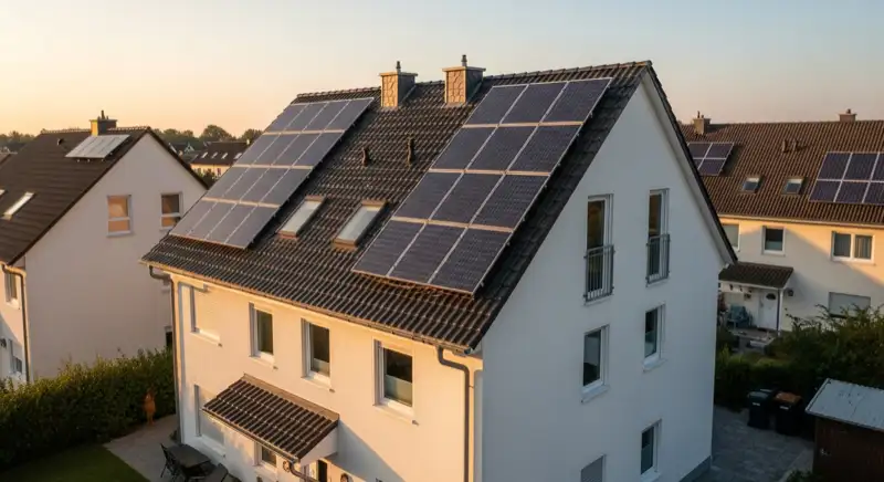 Einfamilienhaus mit Solaranlage in typischer Herforder Wohngegend