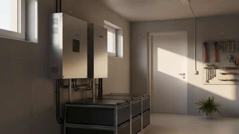 Batteriespeicher im Technikraum eines Ibbenbürener Hauses