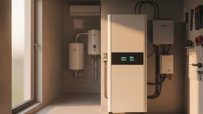 Batteriespeicher im Technikraum eines Leipziger Einfamilienhauses, professionelle Installation