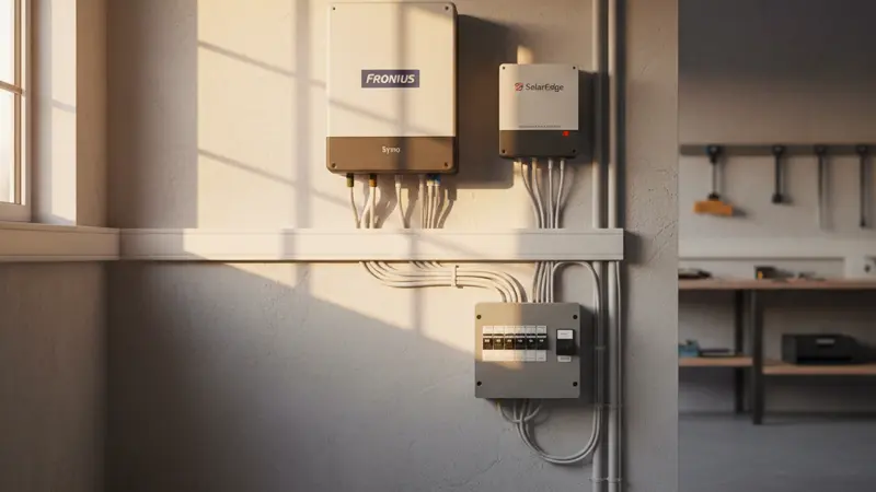 Wechselrichter einer Solaranlage in Leipzig, professionell installiert